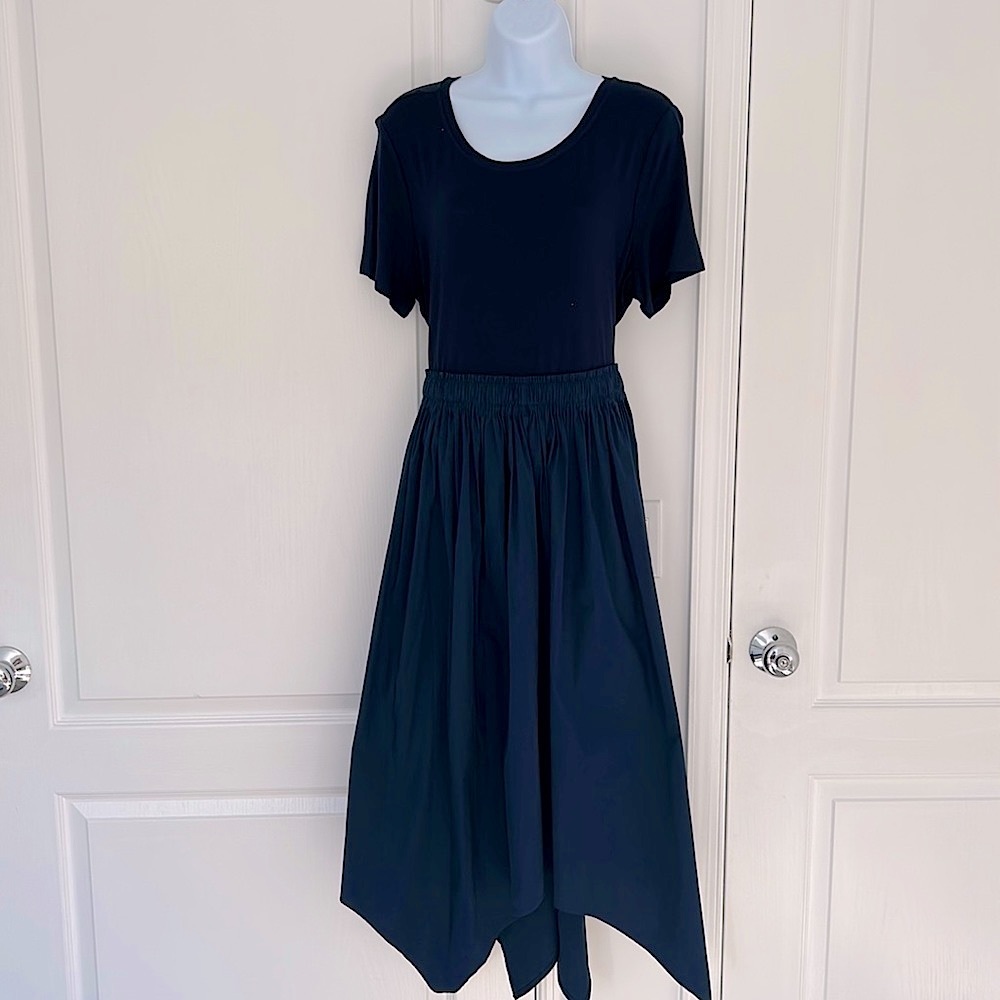 NWT 💙 Donna Karan Navy Dress with Asymmetrical Hem